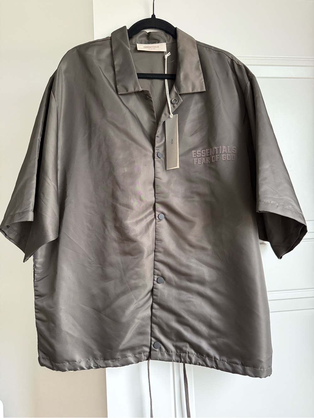 Fear of God ESSENTIALS Satin Coach Jacket - Dark Olive Green